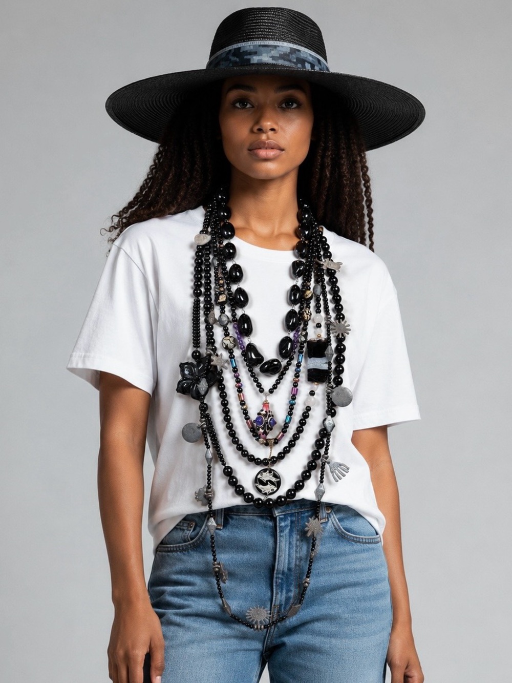 rag & bone Wide Brim Straw Hat Black Oversized Boater Fedora Western Luxe - Picture 10 of 10
